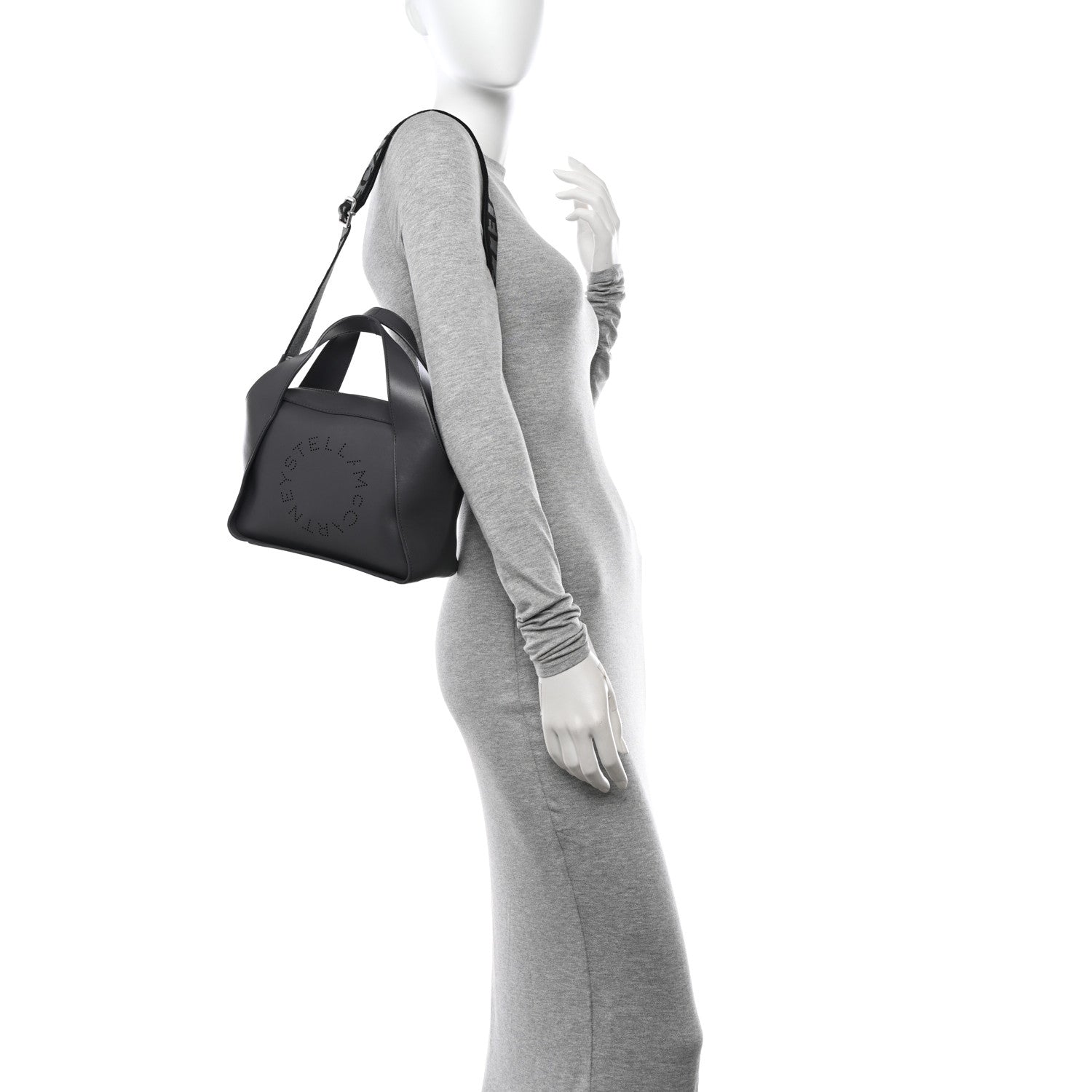 Stella McCartney Eco Alter Mat Medium Logo Perforated Tote Dark Grey 3 of 13