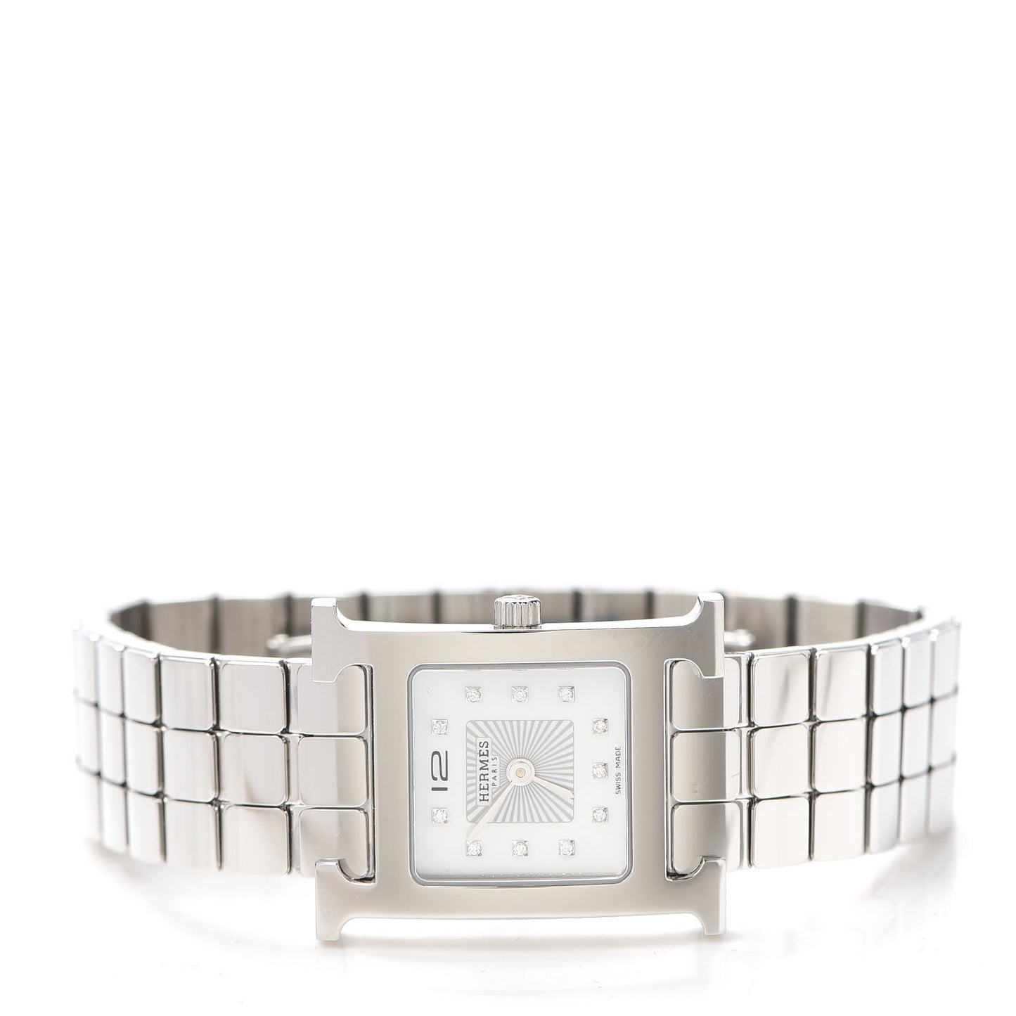 Stainless Steel Diamond Mother of Pearl 21mm Heure H Hour Quartz Watch
