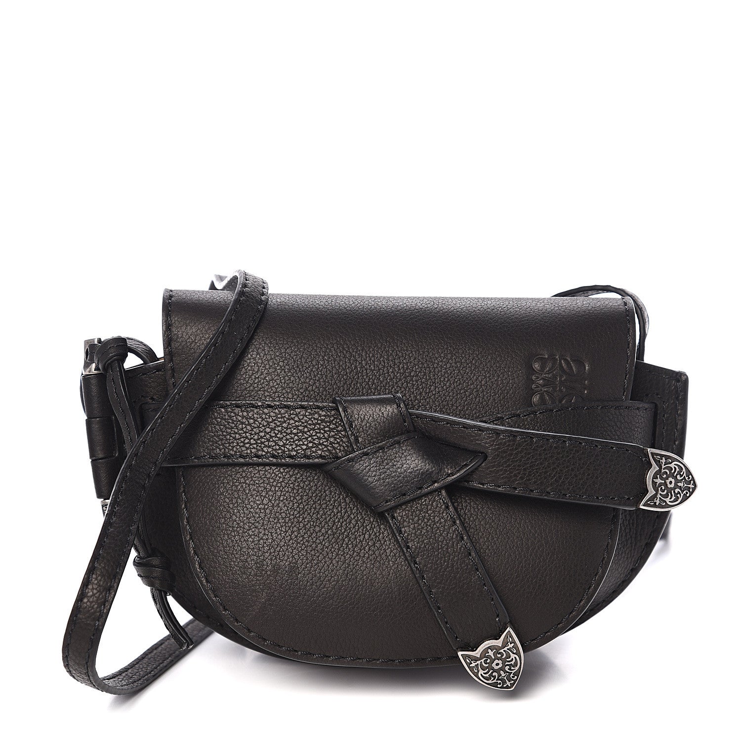 Loewe Grained Calfskin Mini Gate Western Crossbody Bag Black 1 of 9
