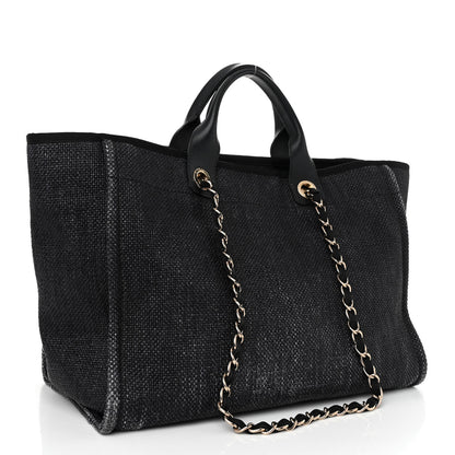 Chanel Woven Straw Raffia Large Deauville Tote Black 3 of 10