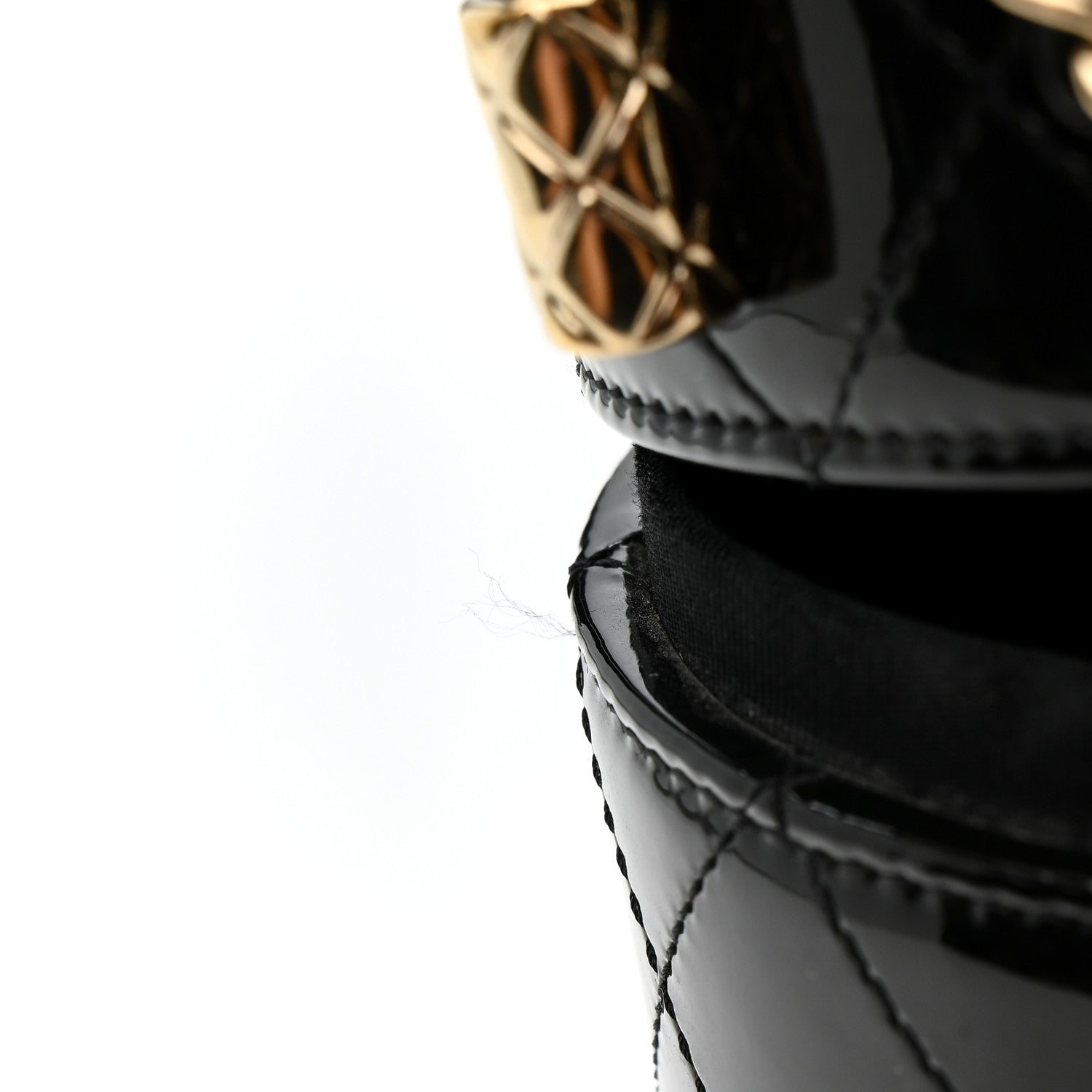 Chanel Patent Quilted Round Clutch With Chain Black 12 of 12