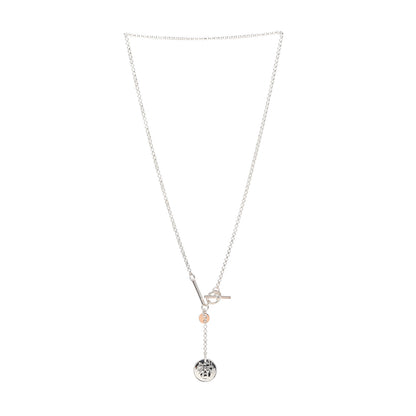 Hermes Sterling Silver 18K Rose Gold PM Ex-Libris Pendant Necklace 3 of 5