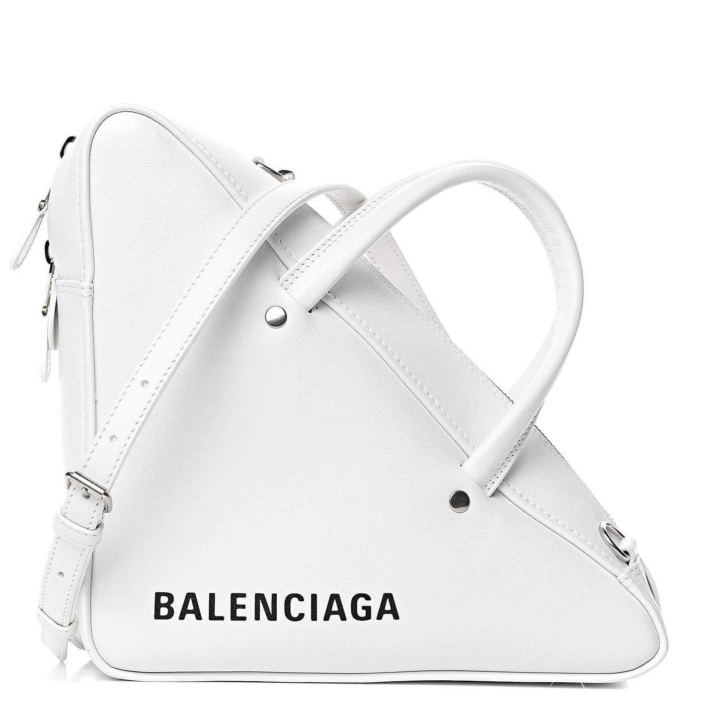 Calfskin S Triangle Duffle White