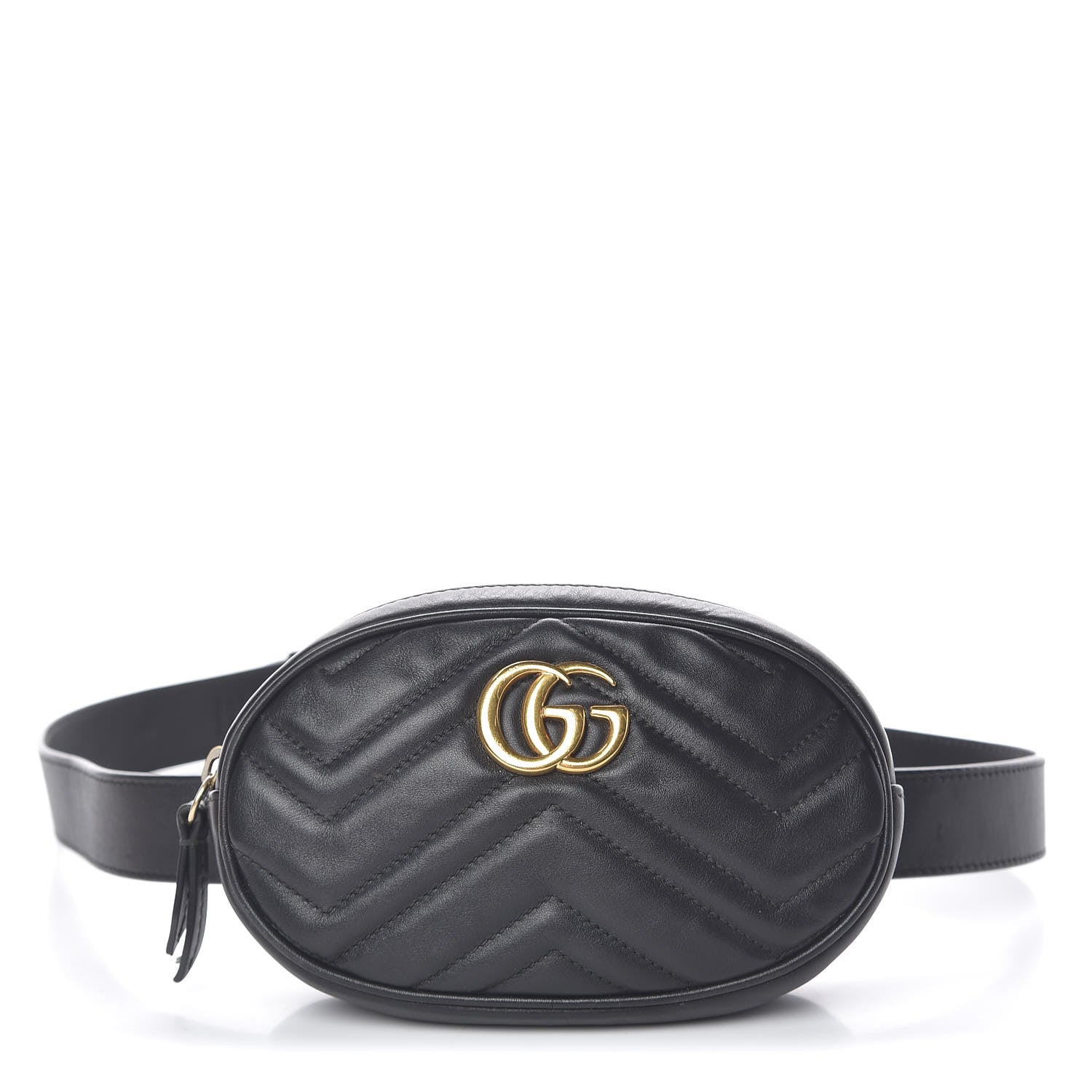 Gucci Calfskin Matelasse GG Marmont Belt Bag 85 34 Black 1 of 13