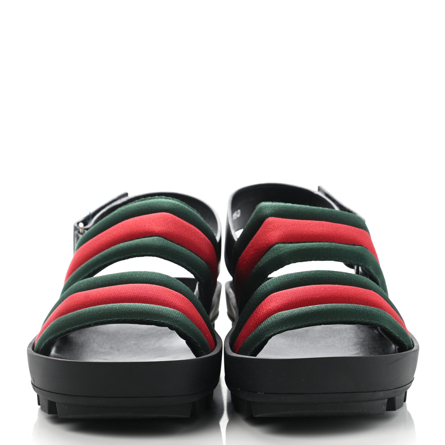 Gucci Nylon Cirano Lux Web Mens Cleat Sole Slingback Sandals 6 Green Red Black 2 of 9