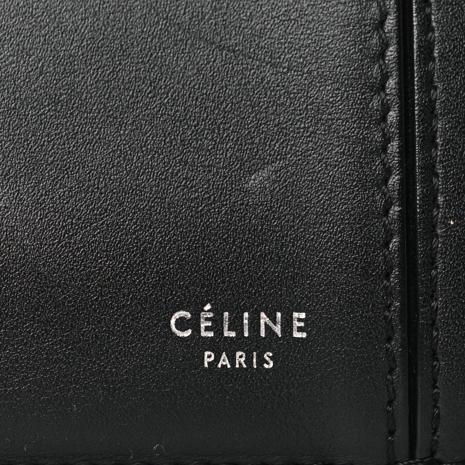 Celine Smooth Calfskin Tri-Fold Clutch on Chain Black 6 of 9