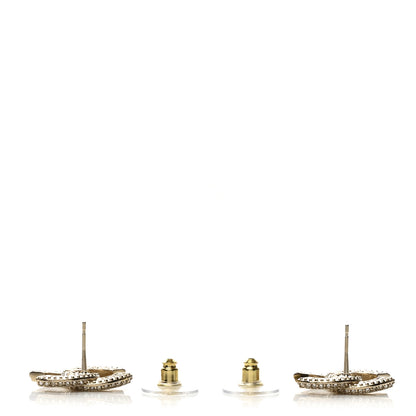 Chanel Crystal Timeless CC Earrings Light Gold 3 of 5
