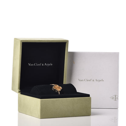 Van Cleef & Arpels 18K Yellow Gold Diamond Mother of Pearl 23mm Alhambra Guilloche Quartz Watch 7 of 8