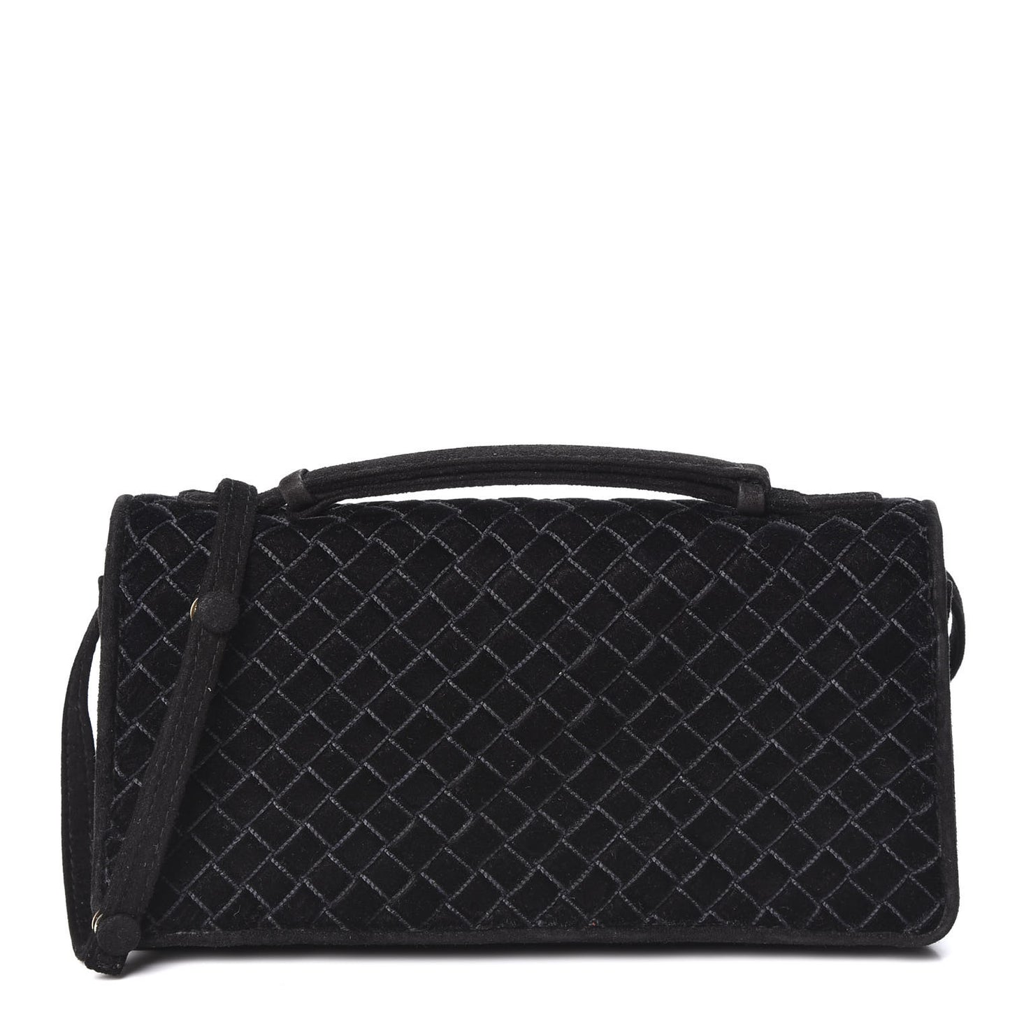 Velvet Intrecciato Top Handle Crossbody Black