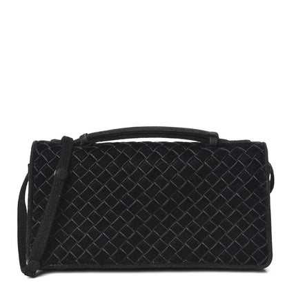 Bottega Veneta Velvet Intrecciato Top Handle Crossbody Black 1 of 9