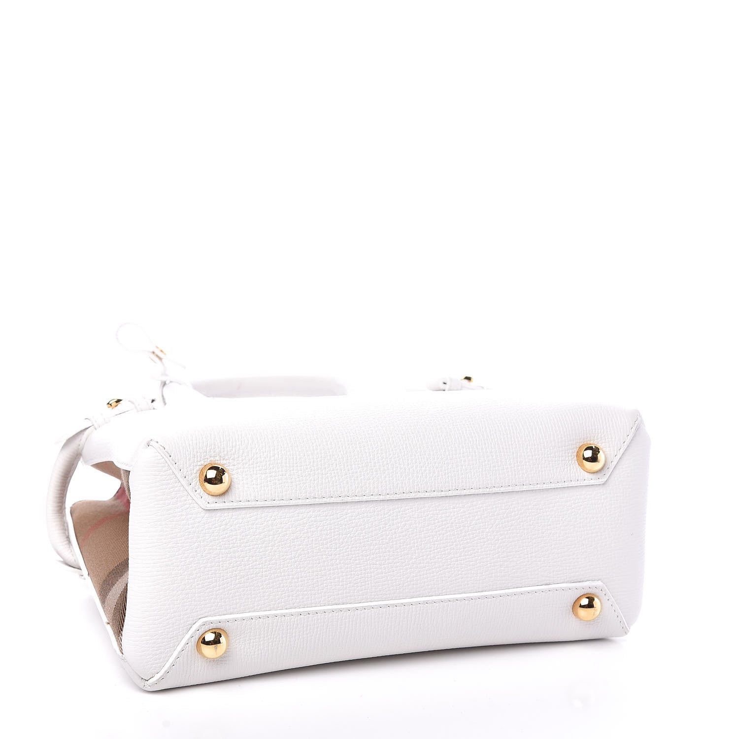 Burberry Grainy Calfskin House Check Small Banner Tote Chalk White 3 of 12