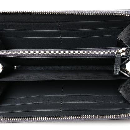 Gucci GG Supreme Monogram Textured Dollar Calfskin Ophidia Zip Around Wallet Grey Black Graphite Grey 5 of 8