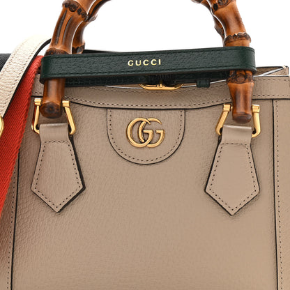 Gucci Textured Dollar Calfskin Web Mini Diana Tote Bag Oatmeal Vintage Green 8 of 11