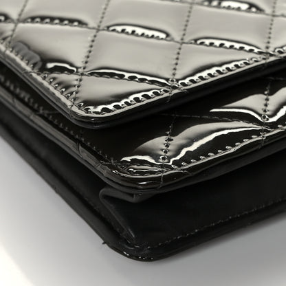 Chanel Patent Quilted Wallet On Chain WOC Dark Grey 7 of 13