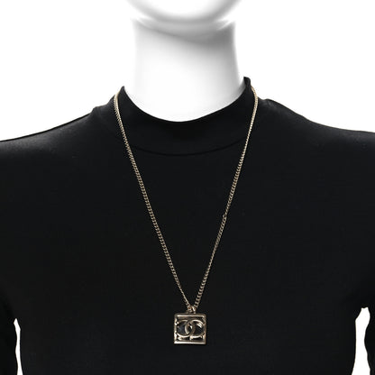 Chanel Metal Enamel CC Square Necklace Gold Black 2 of 4