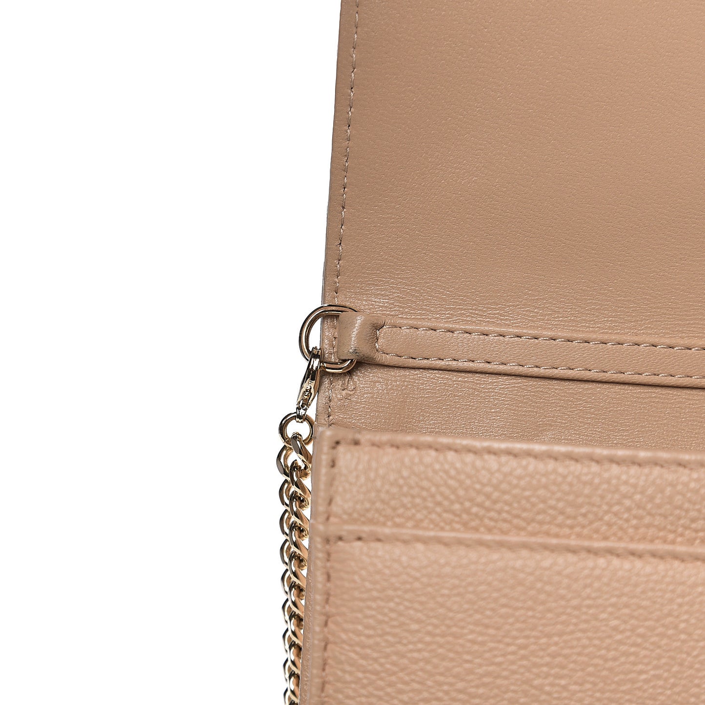 Grained Calfskin Diorama Wallet on Chain Pouch Nude