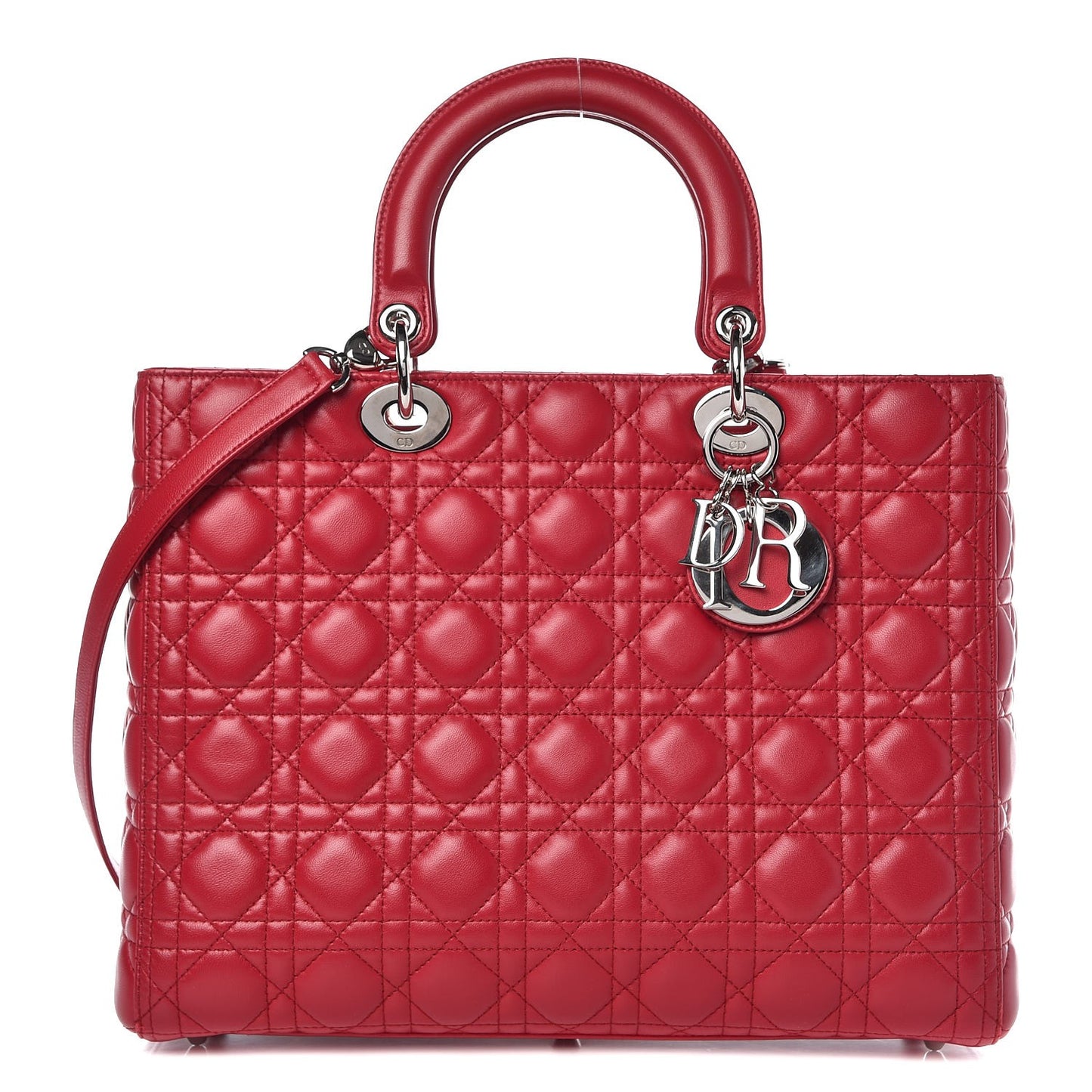 Lambskin Cannage Large Lady Dior Red