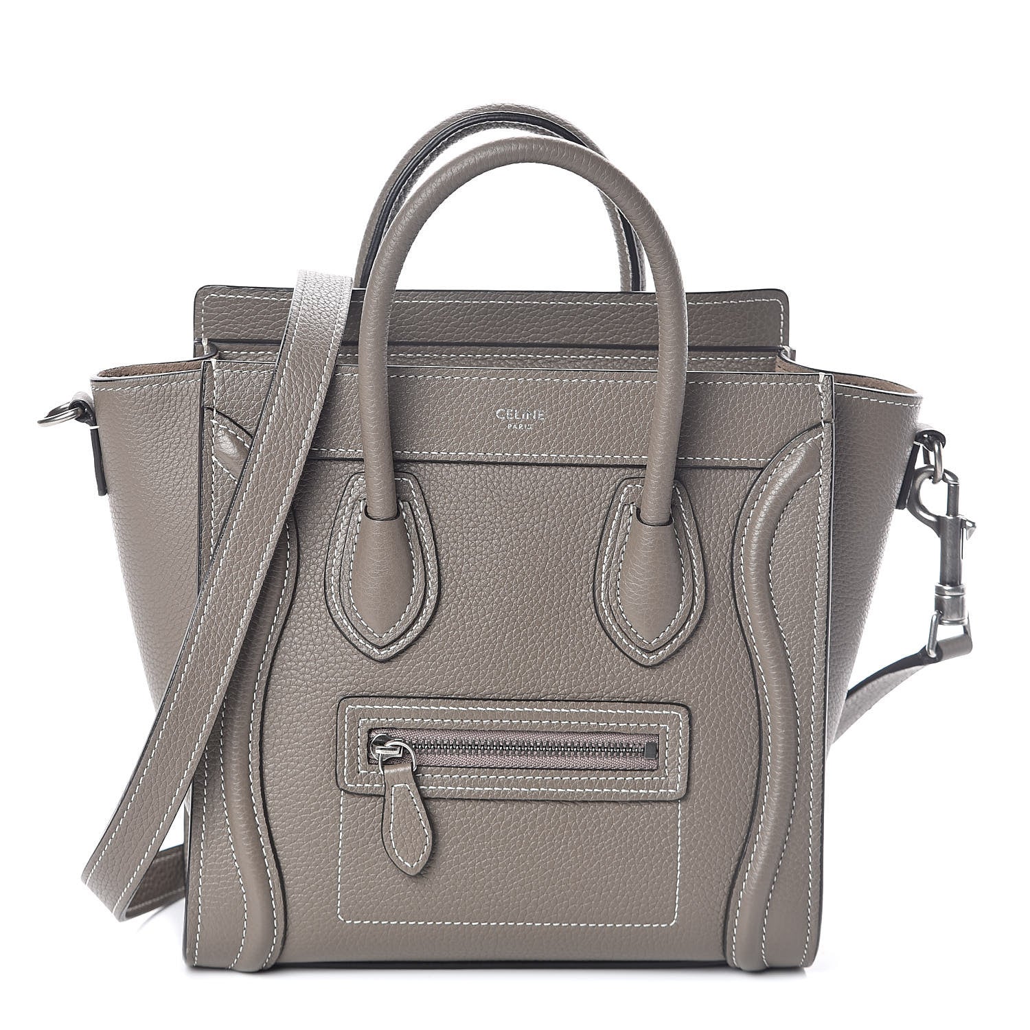 Celine Drummed Calfskin Nano Luggage Souris 1 of 9
