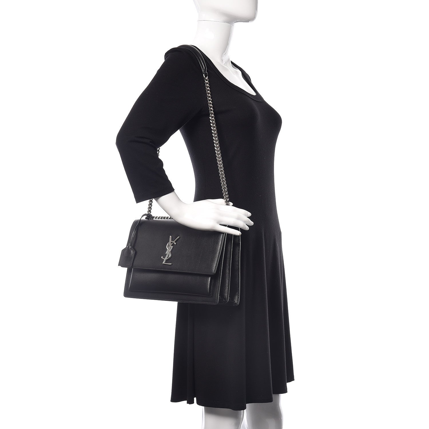 Saint Laurent Calfskin Large Monogram Sunset Black 2 of 11