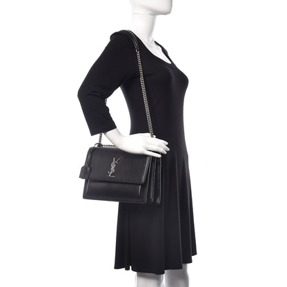 Saint Laurent Calfskin Large Monogram Sunset Black 2 of 11