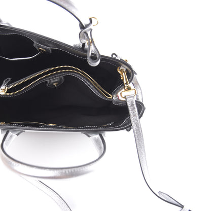 Burberry Metallic Grainy Calfskin House Check Medium Banner Tote Silver 5 of 12