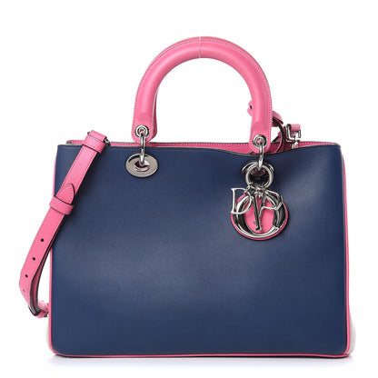 Christian Dior Smooth Calfskin Medium Tri-Color Diorissimo Bag Navy Pink 1 of 11