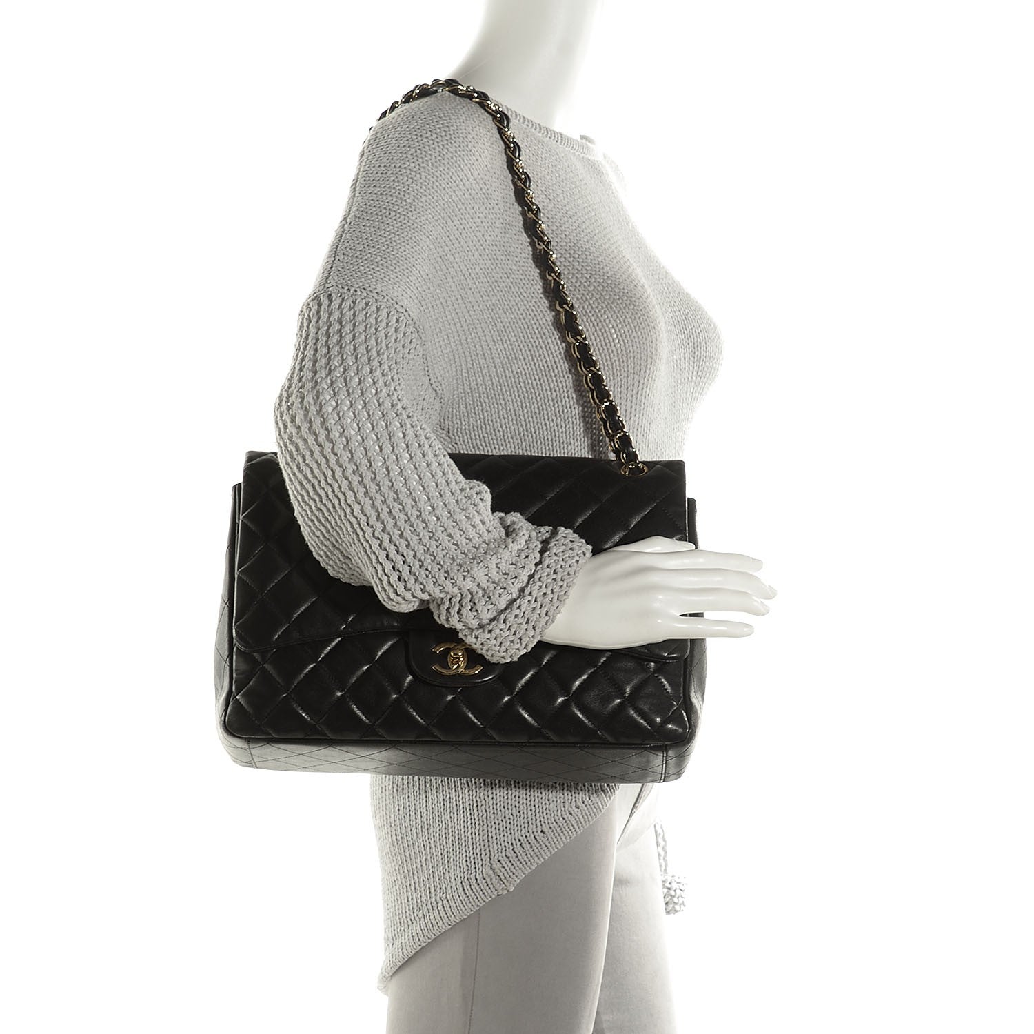 Chanel Lambskin Quilted Maxi Single Flap Black 2 of 8