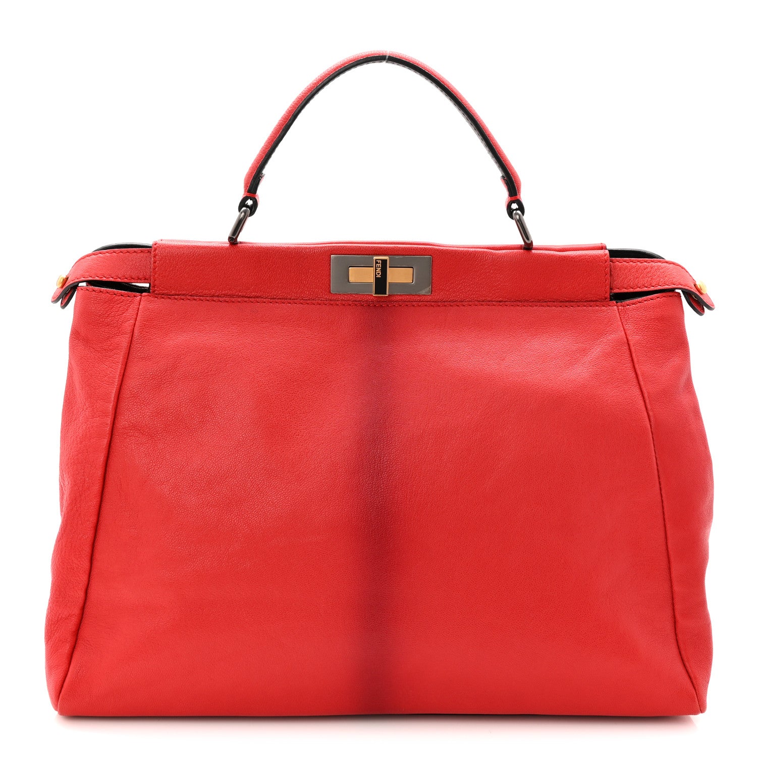Fendi Goatskin Zucca Large Peekaboo Iconic Satchel Red 1 of 10