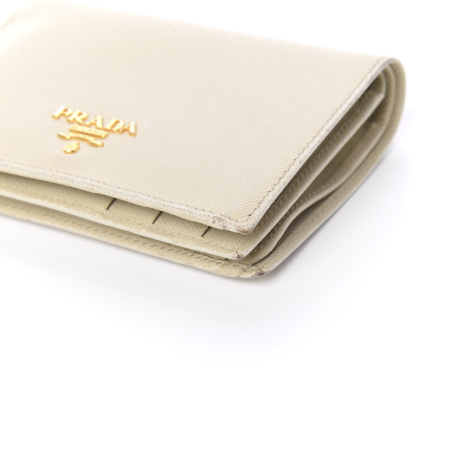 Prada Saffiano Metal Bi-Fold Wallet Cera 9 of 9