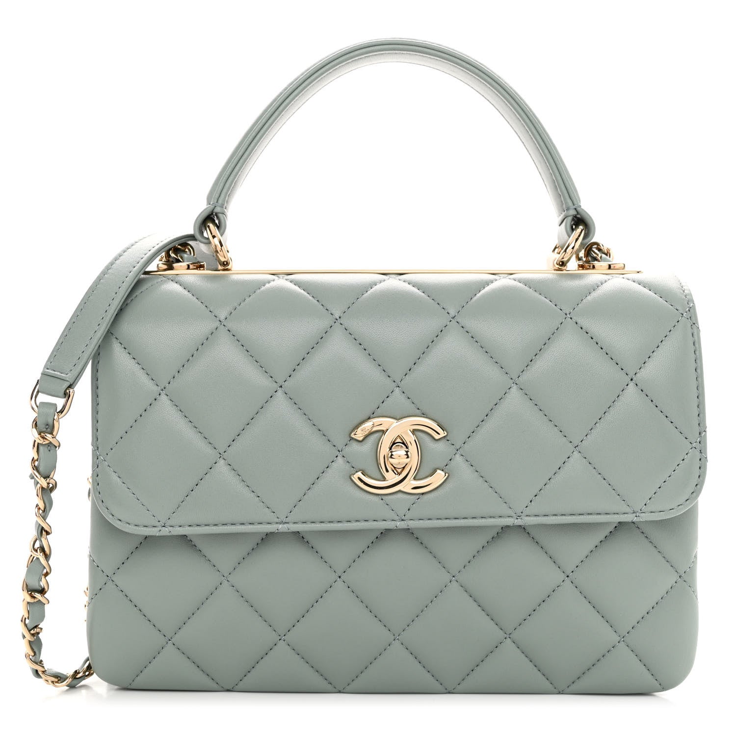 Chanel Lambskin Quilted Small Trendy CC Flap Dual Handle Bag Light Green 1 of 10