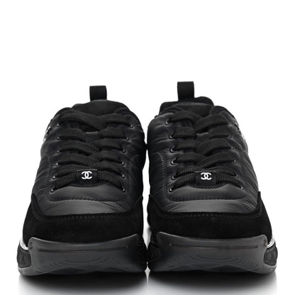 Chanel Nylon Suede Calfskin CC Sneakers 38 Black 2 of 10