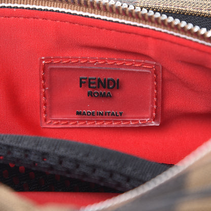 Fendi Jacquard Vitello Century Pequin Logo Plate Pocket Belt Bag Tobacco Moro Black 6 of 7