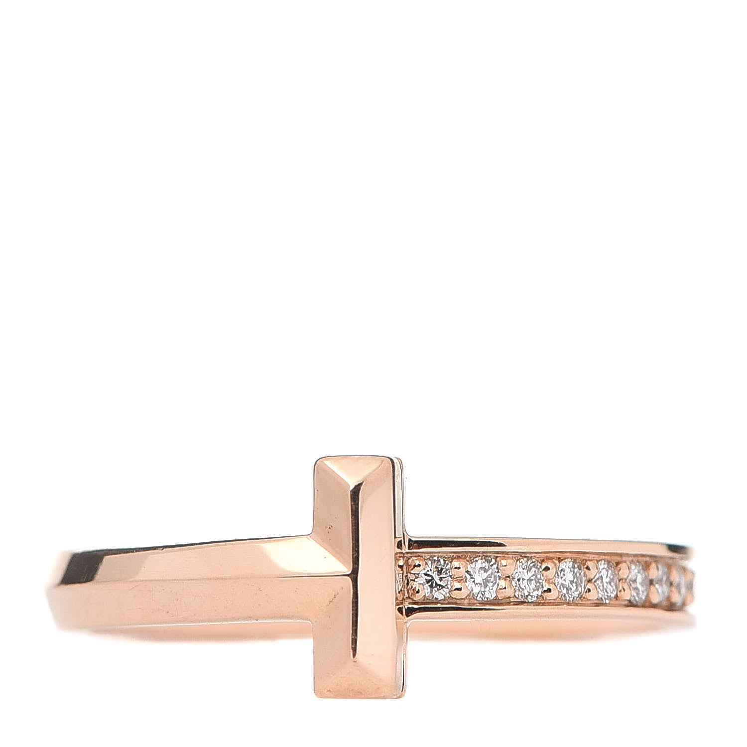 Tiffany 18K Rose Gold Diamond T T1 Ring 52 6 1 of 5