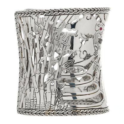 John Hardy Sterling Silver 18K Yellow Gold Ruby Wide Naga Bamboo Sun Cuff Bracelet 3 of 4