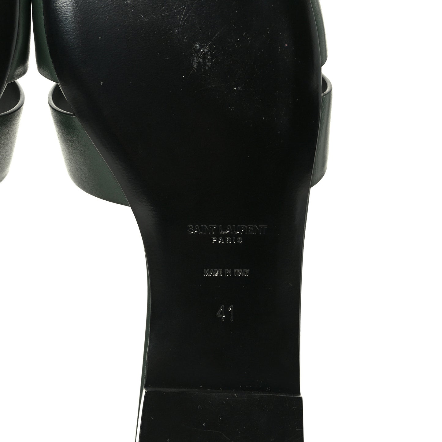 Calfskin Tribute 05 Slide Sandals 41 Vert Fonce