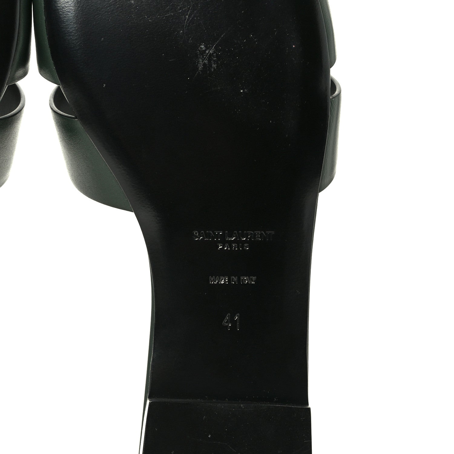 Saint Laurent Calfskin Tribute 05 Slide Sandals 41 Vert Fonce 8 of 10