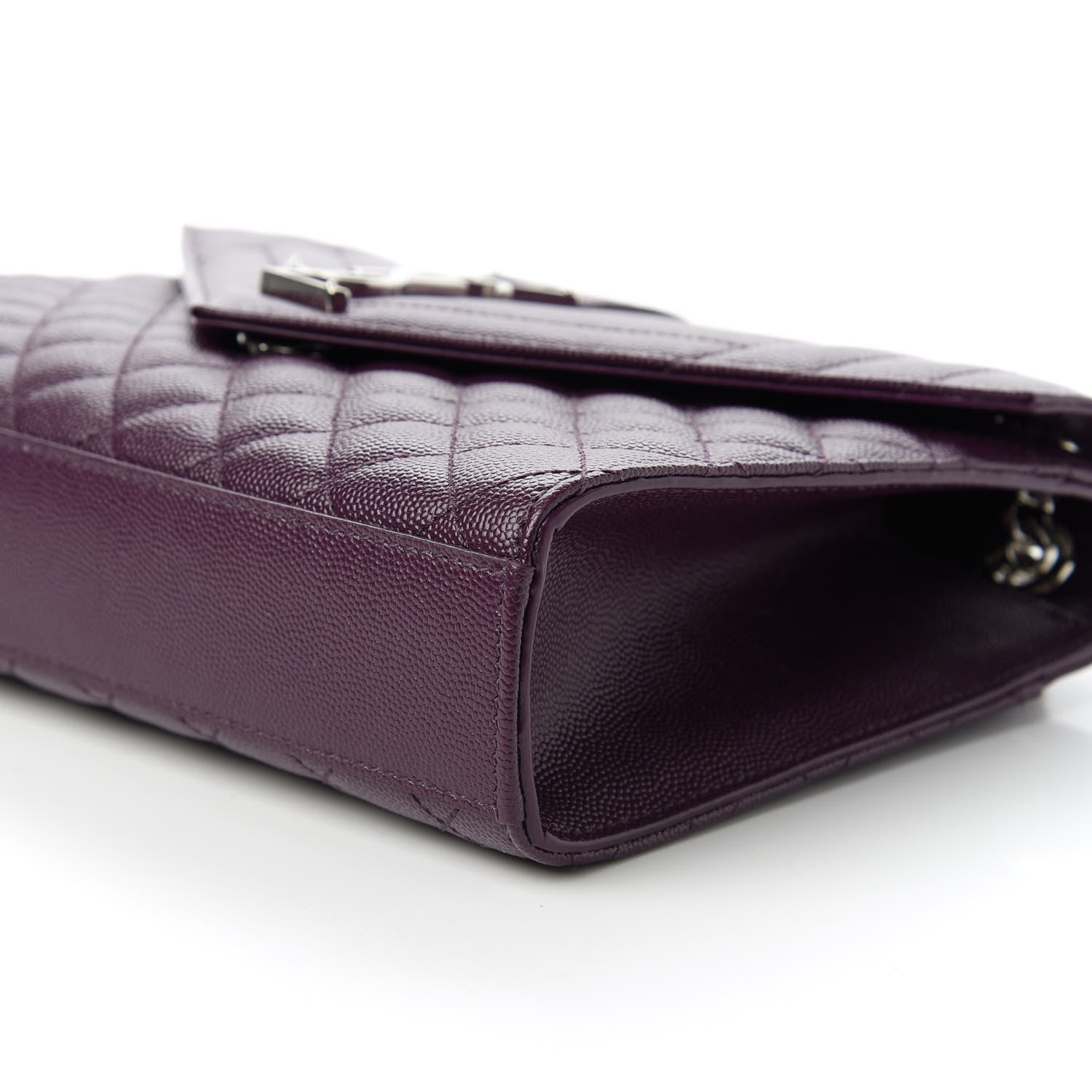 Saint Laurent Grain De Poudre Textured Mixed Matelasse Triquilt Medium Monogram Satchel Lilac 7 of 10