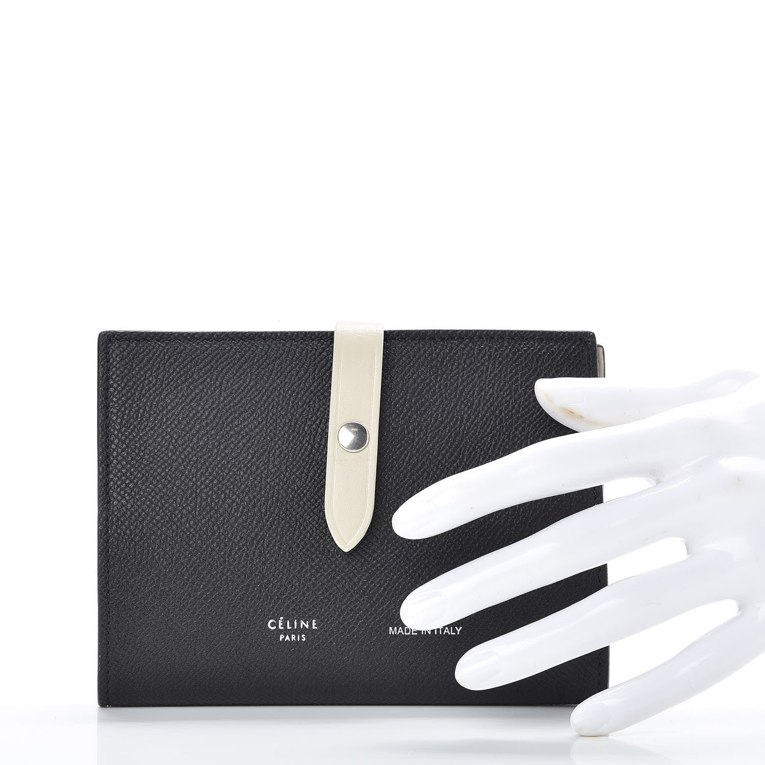 Celine Grained Calfskin Strap Passport Cover Black Chalk 2 of 9