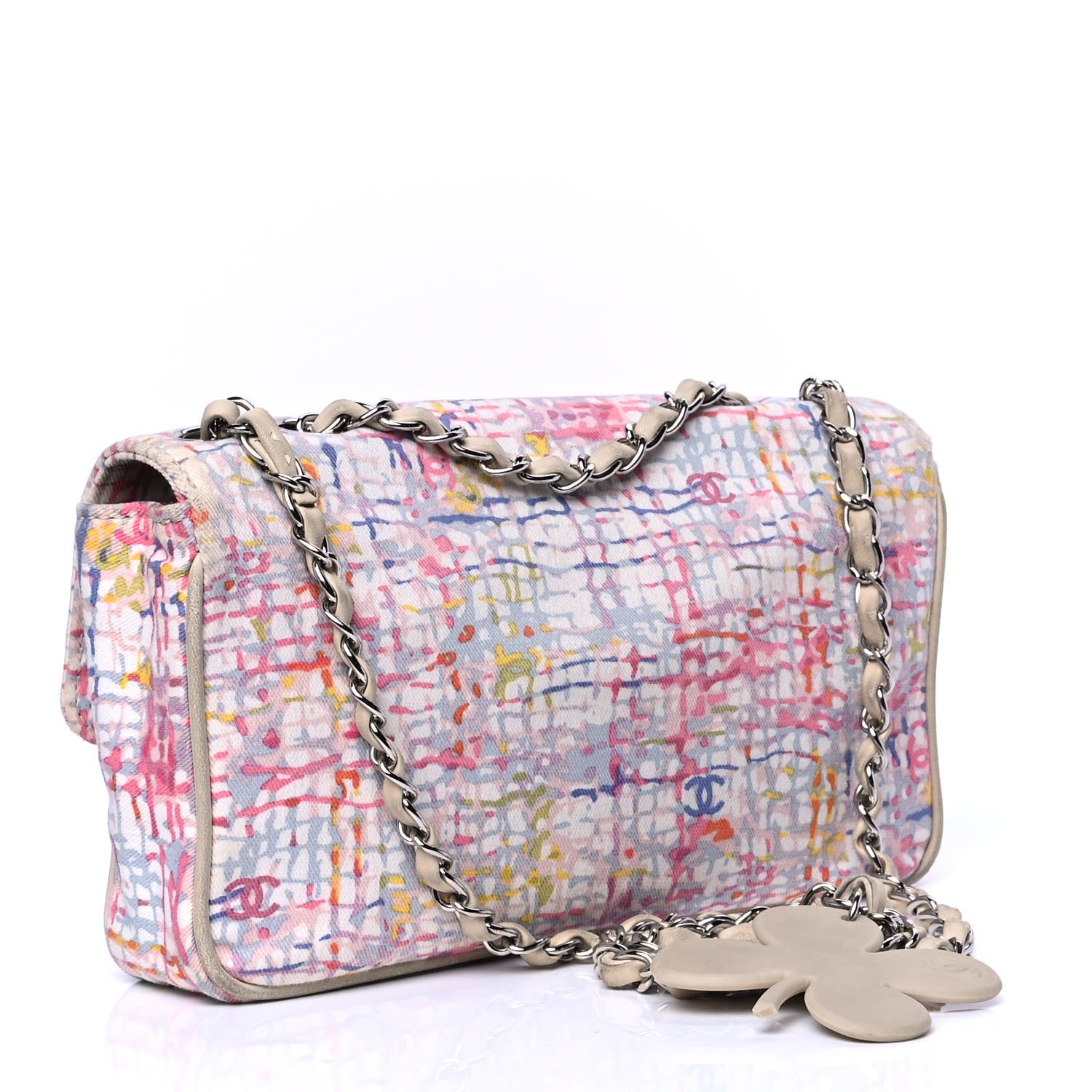 Chanel Canvas Watercolor Tweed Print Clover Small Flap Multicolor 2 of 9