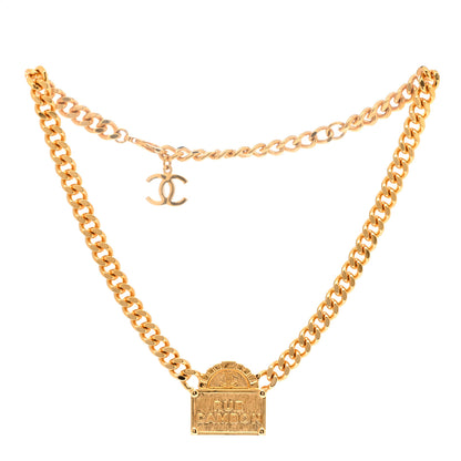 Chanel Metal Chain Link CC Rue Cambon Choker Necklace Gold 1 of 5