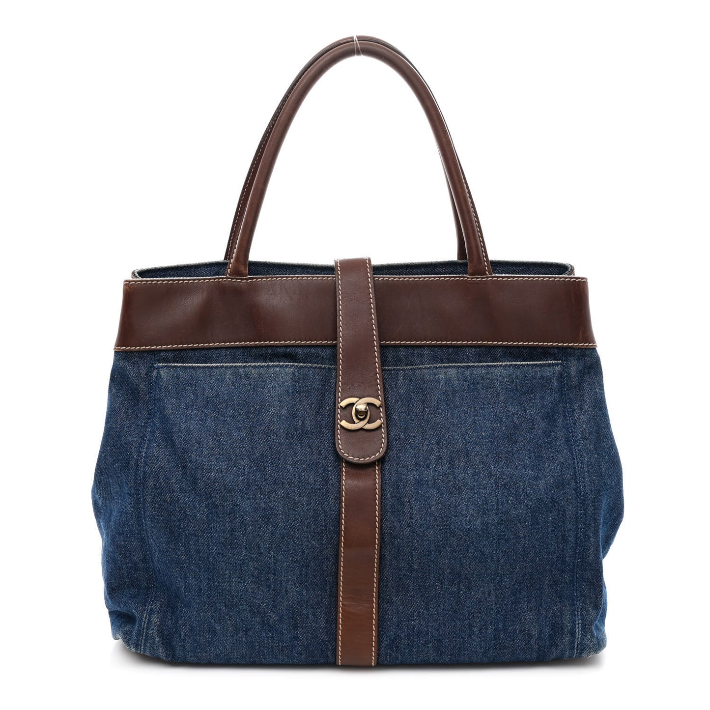 Denim CC Tote Bag Blue Brown