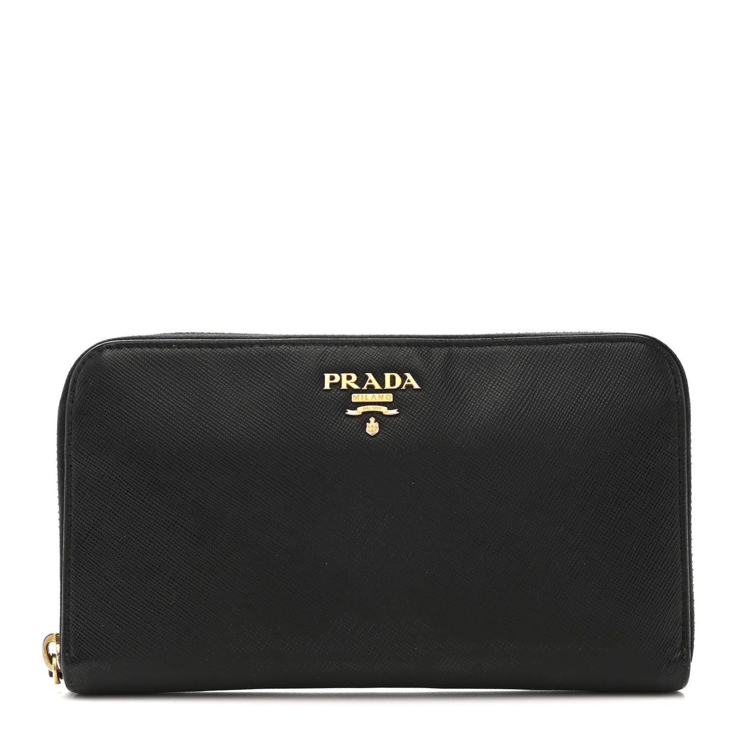 Saffiano Metal Zip Around Wallet Black
