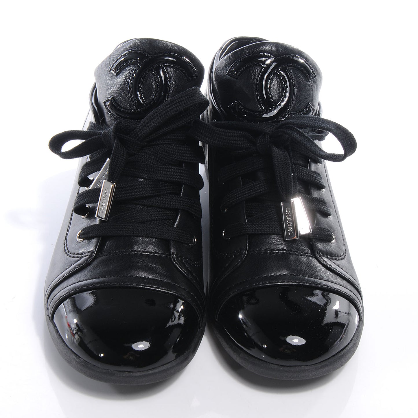 Leather Patent Cap Toe CC Sneakers Black 36.5