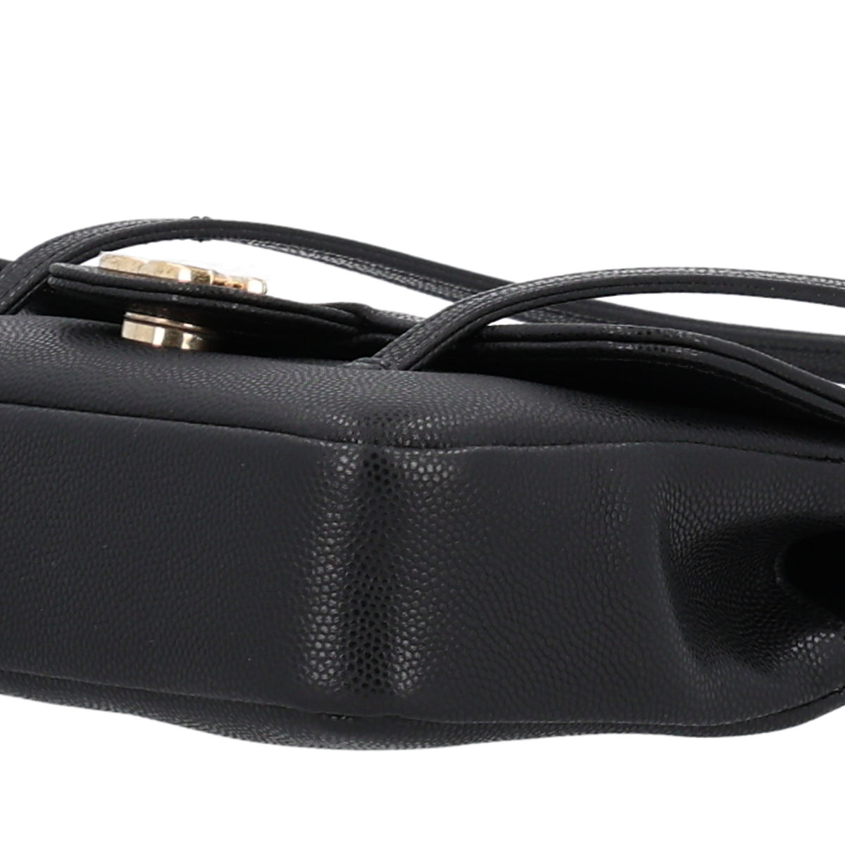 Shiny Caviar Mini Preppy Coco Shoulder Bag Black