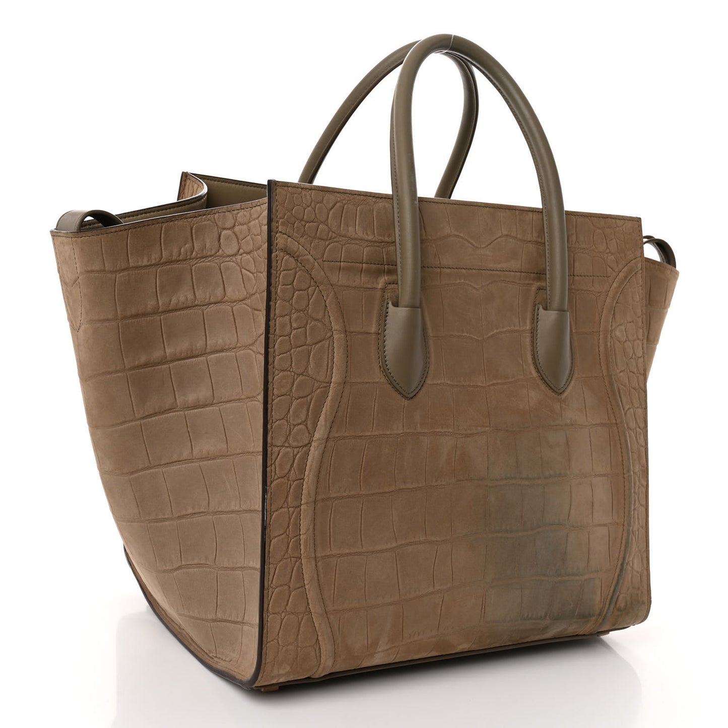 Crocodile Embossed Nubuck Medium Phantom Luggage Beige