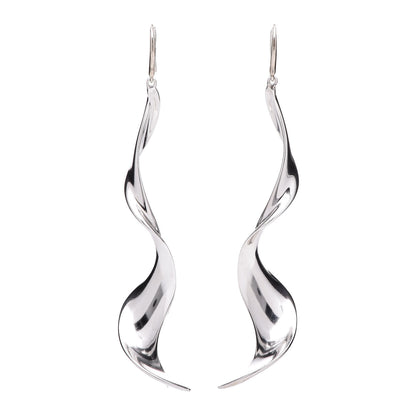 Tiffany Sterling Silver Frank Gehry Orchid Drop Earrings 1 of 4