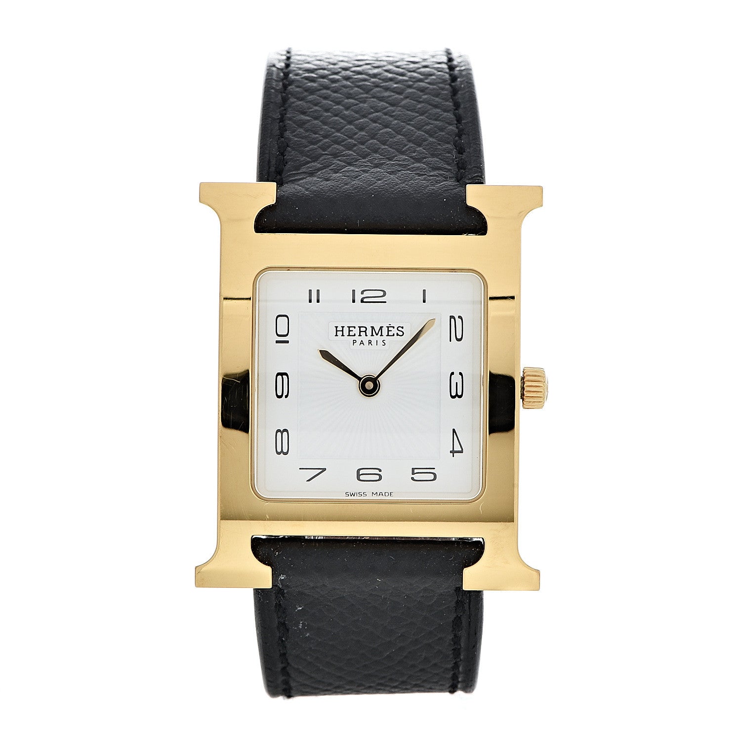 Hermes Stainless Steel Epsom 26mm Heure H Hour Quartz Watch Noir 1 of 11