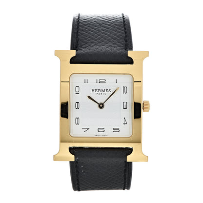 Hermes Stainless Steel Epsom 26mm Heure H Hour Quartz Watch Noir 1 of 11
