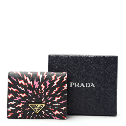 Prada X UNIVERSAL STUDIOS Saffiano Thunder Frankenstein Print Coin Case Card Holder Wallet Lacca 7 of 7