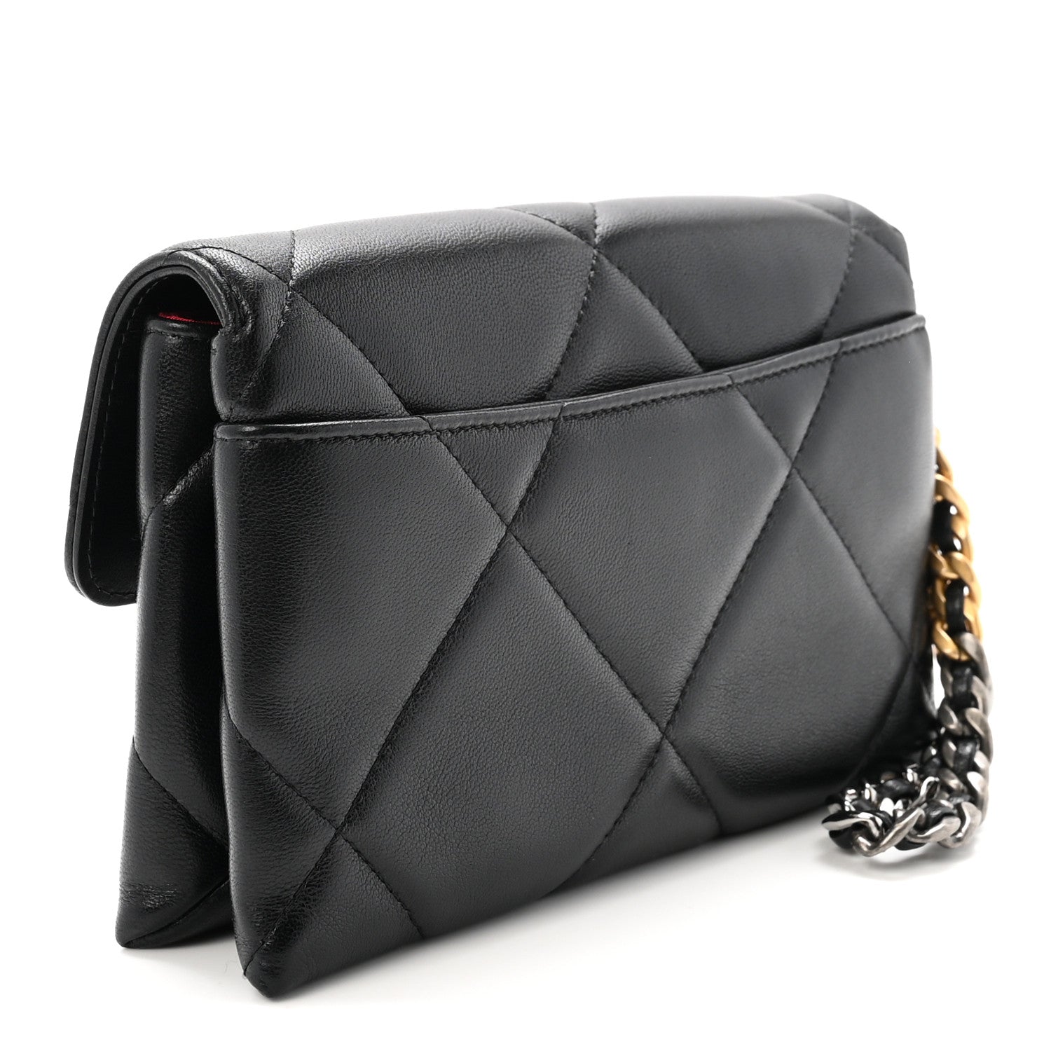 Chanel Lambskin Quilted Chanel 19 Flap Clutch Black 3 of 9